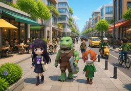 번화하다のイラスト