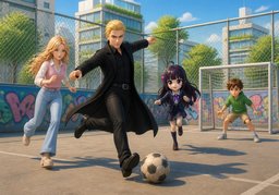 Illustration for kicken (play soccer)