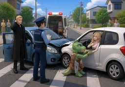 Hay ~ vehículos involucrados.のイラスト