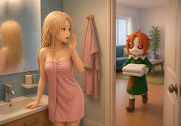 ¿Me puedes traer una toalla?のイラスト