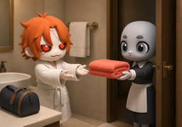 ¿Me puedes dar otra toalla?のイラスト