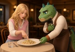 Il y a ~ dans mon plat.のイラスト