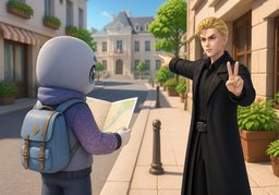 Est-ce que cette rue mène à ~ ?のイラスト