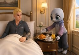 ~ peut-il être servi en chambre ?のイラスト