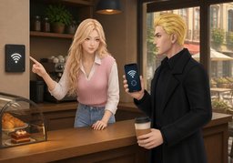 Le SSID est ~ et le mot de passe est ~.のイラスト