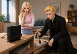 Le modem ne s'allume pas.のイラスト