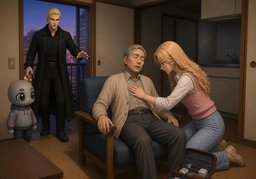 Il respire faiblement.のイラスト
