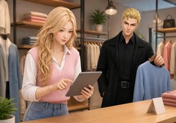Un instant, je vérifie.のイラスト