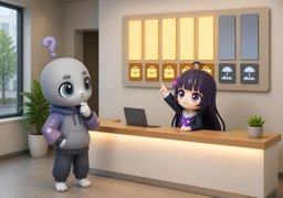 Nos bureaux sont ouverts de ~ à ~.のイラスト