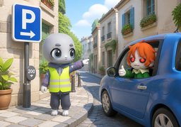 Le parking se trouve à ~.のイラスト