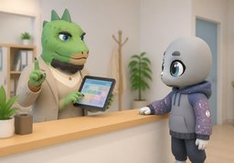 Un instant, je consulte ~.のイラスト