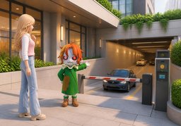 Y a-t-il un parking à ~ ?のイラスト