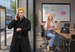 Wir werden uns verspäten.のイラスト