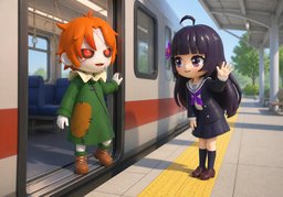 Ich steige ~ aus.のイラスト