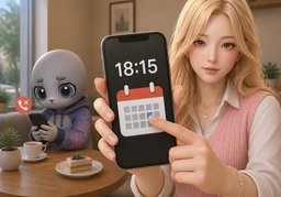 Ich rufe um ~ Uhr zurück.のイラスト