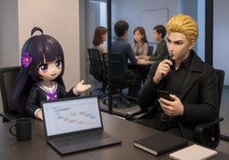 Ich muss das mit ~ besprechen.のイラスト
