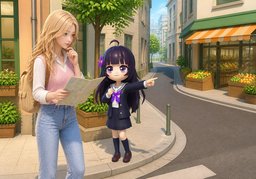 Gibt es hier in der Nähe ~?のイラスト