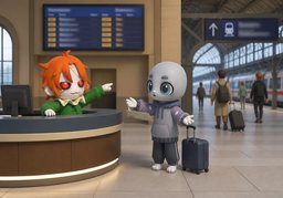 Auf welchem Gleis fährt der Zug nach ~ ab?のイラスト