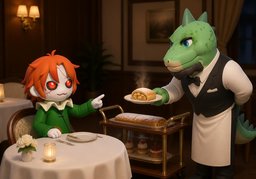Was empfehlen Sie zum Nachtisch?のイラスト