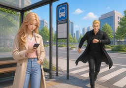 An der Haltestelle ~.のイラスト