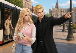 Ist das die richtige Haltestelle für ~?のイラスト