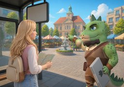 Die Haltestelle heißt ~.のイラスト