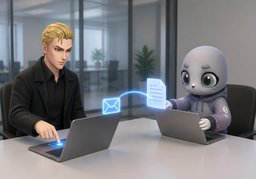 Ich sende Ihnen ~ per E-Mail.のイラスト