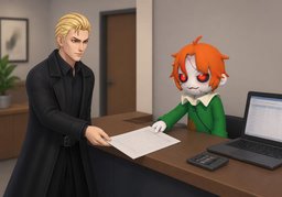 Ich prüfe ~ für Sie.のイラスト