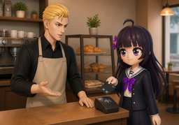 Per ~, bitte.のイラスト