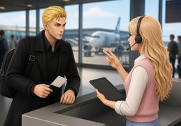 Ist der Anschlussflug in ~?のイラスト