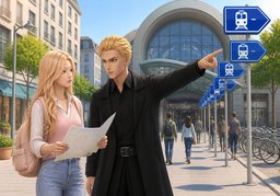 Ist der Weg zu ~ gut ausgeschildert?のイラスト