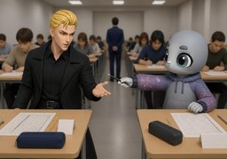 Darf ich mir während der Prüfung ~ leihen?のイラスト