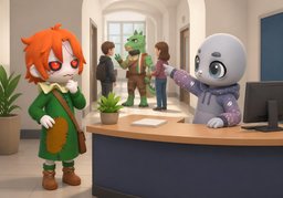 Gibt es ~, der ~ spricht?のイラスト