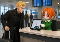 Ich komme am ~ an.のイラスト