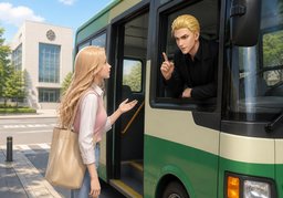 이 버스가 ~ 가요?のイラスト