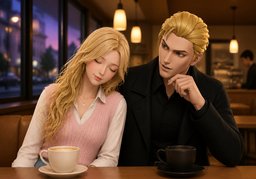 ~와 있으면 편해요.のイラスト
