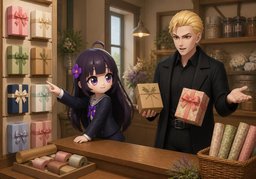~ 포장 예시 보여 주세요.のイラスト
