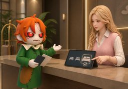 침대 타입은 ~으로 부탁드려요.のイラスト