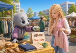 절충해서 ~원에 할게요.のイラスト