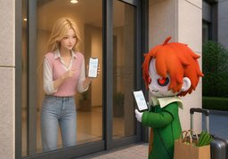 도착하시면 ~로 연락 주세요.のイラスト