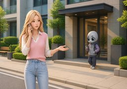 찾기 어려우면 ~에서 기다리세요.のイラスト