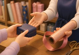 ~ 포장해 드릴까요?のイラスト
