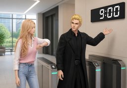 출근 시간이 ~예요.のイラスト