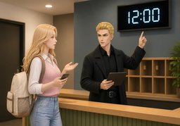체크아웃 시간~ 언제예요?のイラスト