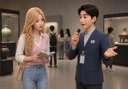 가이드가 ~로 안내해요?のイラスト