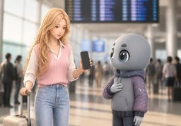 귀국 날짜가 ~로 바뀌었어요.のイラスト