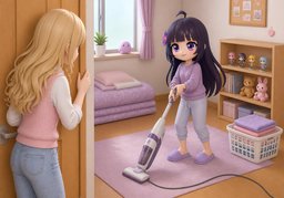 I clean ~ every day.のイラスト