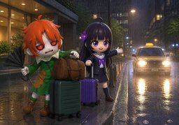 Let's take a taxi.のイラスト