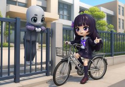 I ride ~ to ~.のイラスト