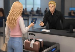 I'd like to check my luggage, please.のイラスト